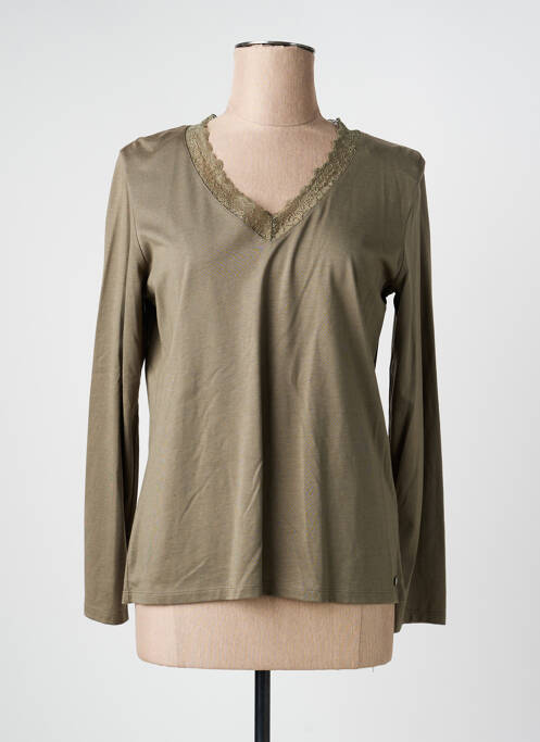 Tricou guler în v mâneci lungi verde JULIE GUERLANDE femme
