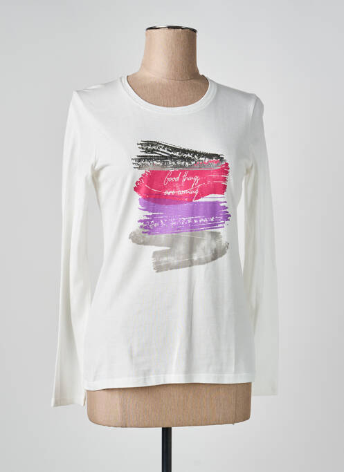 Tricou serigrafie mâneci lungi alb JULIE GUERLANDE femme