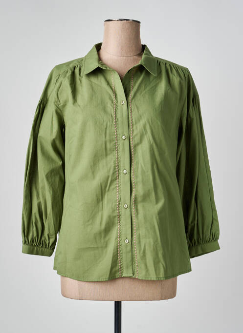 Cămașă croială dreaptă mâneci 3/4 verde DEVERNOIS femme