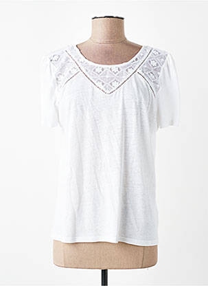 Tricou elasticitate mâneci scurte alb JULIE GUERLANDE femeie