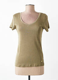 Tricou guler în v mâneci scurte verde C'EST BEAU LA VIE femme