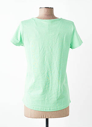 Tricou serigrafie mâneci scurte verde C'EST BEAU LA VIE femeie