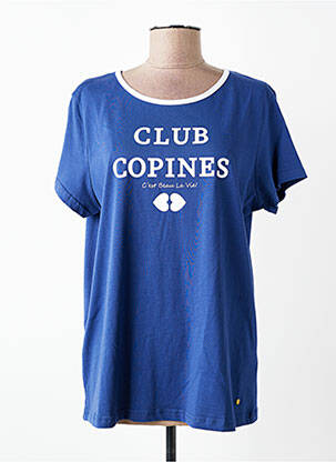 Tricou serigrafie mâneci scurte albastru C'EST BEAU LA VIE femme