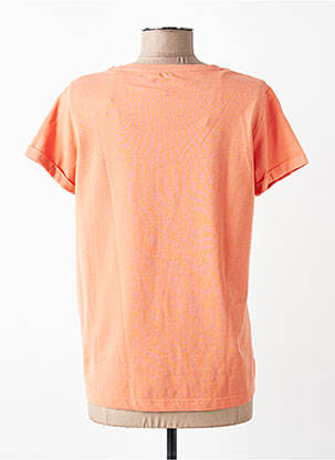 Tricou serigrafie mâneci scurte portocalie C'EST BEAU LA VIE femeie
