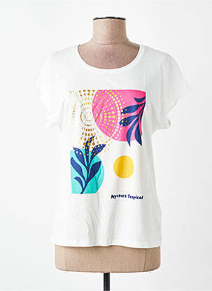 Tricou serigrafie mâneci scurte bej JULIE GUERLANDE femeie