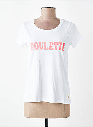 Tricou serigrafie mâneci scurte alb C'EST BEAU LA VIE femme