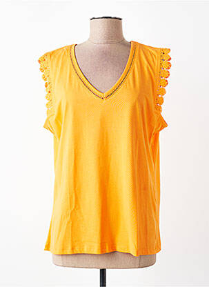 Tricou guler în v mâneci scurte portocaliu JULIE GUERLANDE femme