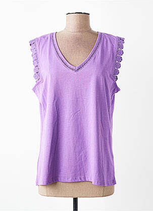 Tricou guler în v mâneci scurte violet JULIE GUERLANDE femeie