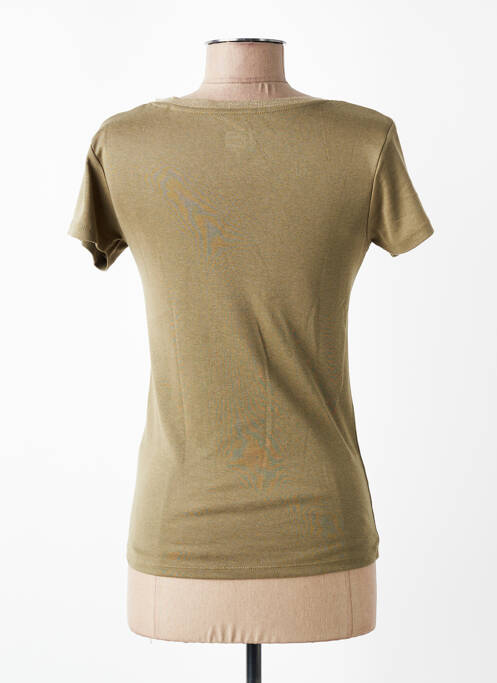 Tricou guler în v mâneci scurte verde C'EST BEAU LA VIE femme