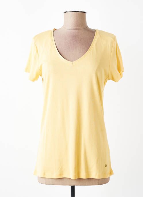 Tricou guler în v mâneci scurte galben C'EST BEAU LA VIE femme