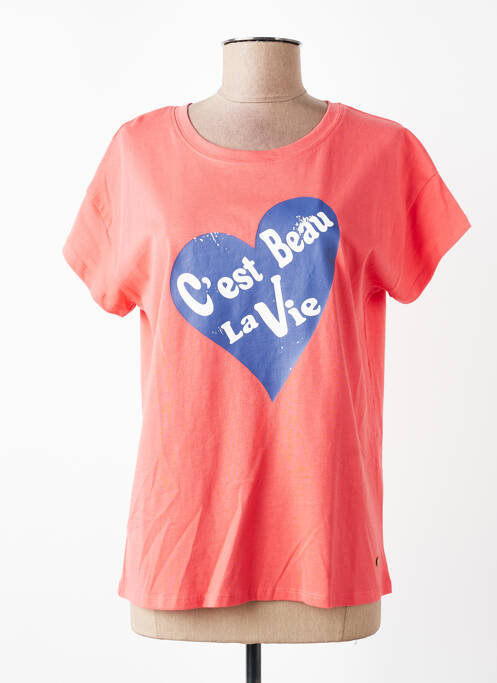 Tricou serigrafie mâneci scurte roșu C'EST BEAU LA VIE femme