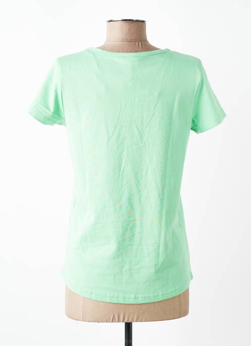 Tricou serigrafie mâneci scurte verde C'EST BEAU LA VIE femme