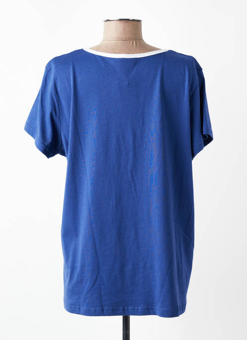 Tricou serigrafie mâneci scurte albastru C'EST BEAU LA VIE femme