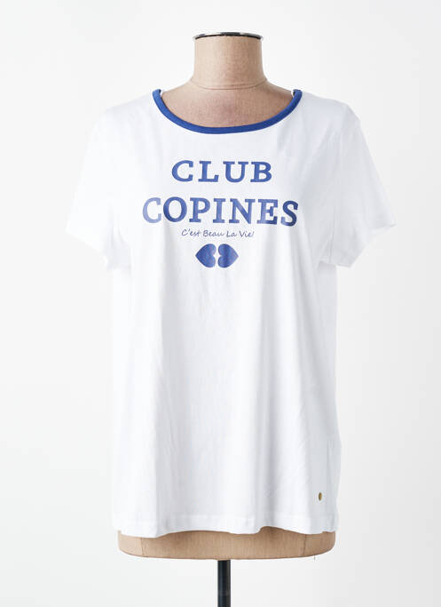 Tricou serigrafie mâneci scurte alb C'EST BEAU LA VIE femme