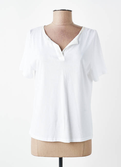 Tricou guler în v mâneci scurte alb DEVERNOIS femme