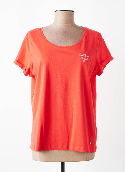 Tricou elasticitate mâneci scurte portocaliu C'EST BEAU LA VIE femme