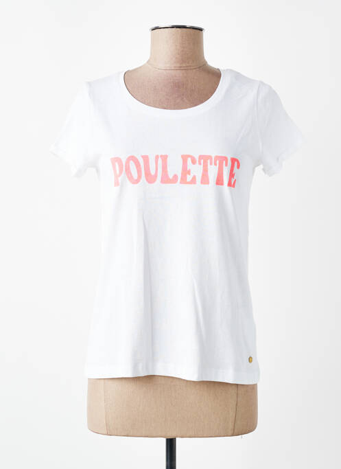 Tricou serigrafie mâneci scurte alb C'EST BEAU LA VIE femme