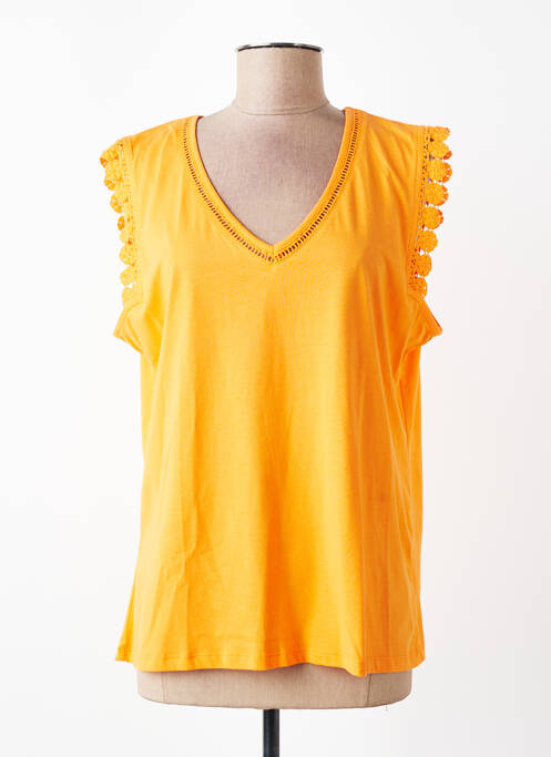 Tricou guler în v mâneci scurte portocaliu JULIE GUERLANDE femme