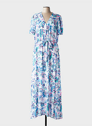 Rochie lungă mâneci scurte mâneci scurte albastru C'EST BEAU LA VIE femeie