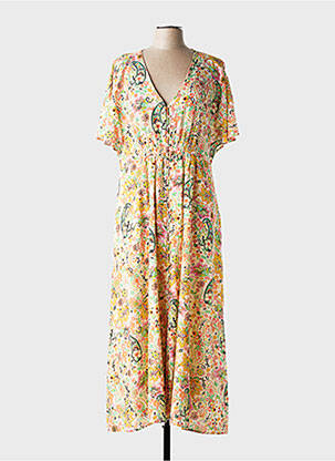 Rochie lungă mâneci scurte mâneci scurte bej C'EST BEAU LA VIE femeie