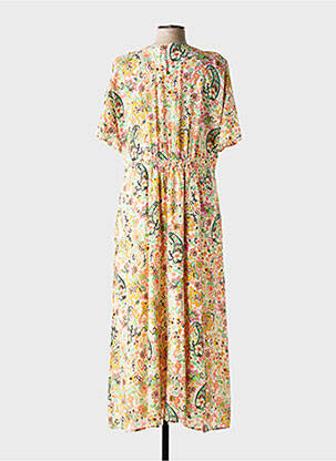 Rochie lungă mâneci scurte mâneci scurte bej C'EST BEAU LA VIE femeie