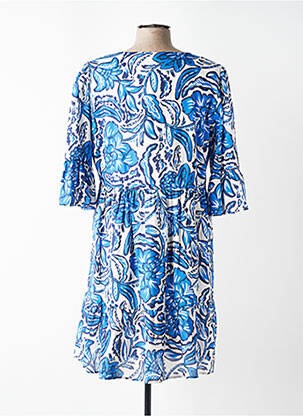 Rochie midi imprimeu floral mâneci lungi albastru C'EST BEAU LA VIE femeie