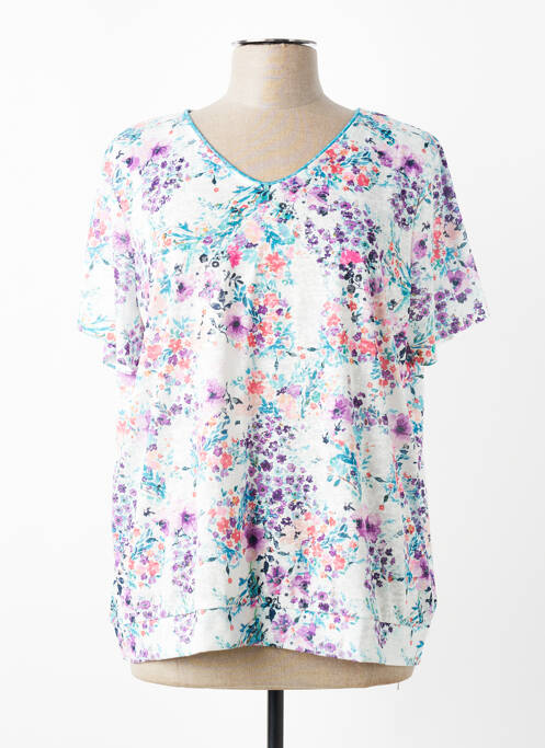 Tricou guler în v mâneci scurte albastru JULIE GUERLANDE femme