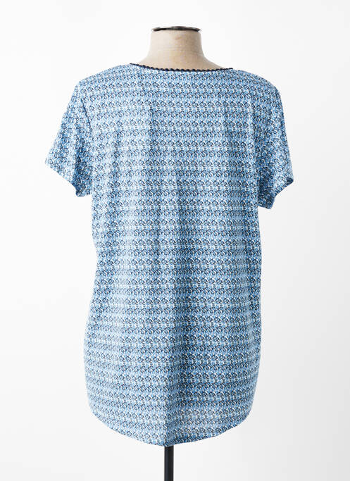 Tricou guler în v mâneci scurte albastru C'EST BEAU LA VIE femme