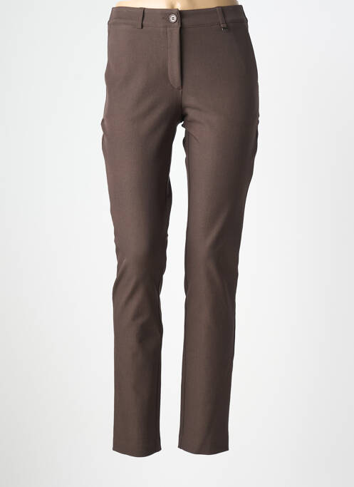 Pantalon slim talie elastică mărime normală maro DEVERNOIS femme