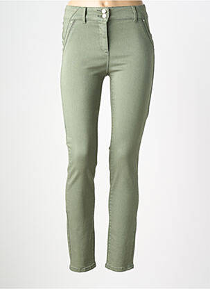 Pantalon slim țesătură poplin mărime normală verde JULIE GUERLANDE femeie