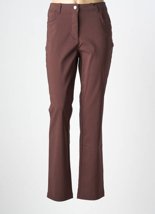 Pantalon slim țesătură poplin mărime normală maro JULIE GUERLANDE femme