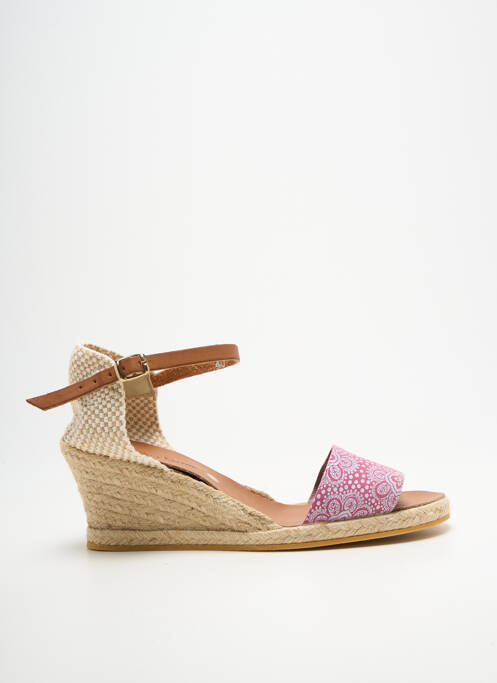 Espadrile țesătură satinată toc de 7 la 9 cm roz BELLA STORIA femme