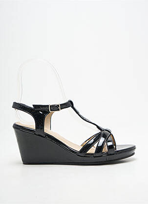 Sandale/pantofi decupați material neted toc de 7 la 9 cm negru BELLA STORIA femeie