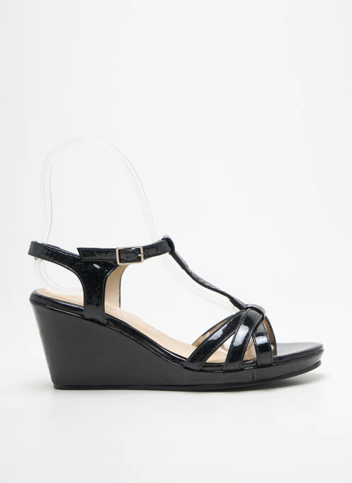 Sandale/pantofi decupați material neted toc de 7 la 9 cm negru BELLA STORIA femme