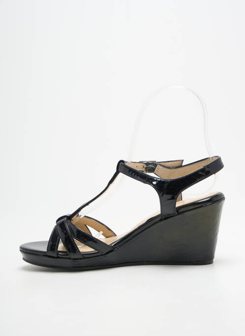 Sandale/pantofi decupați material neted toc de 7 la 9 cm negru BELLA STORIA femme