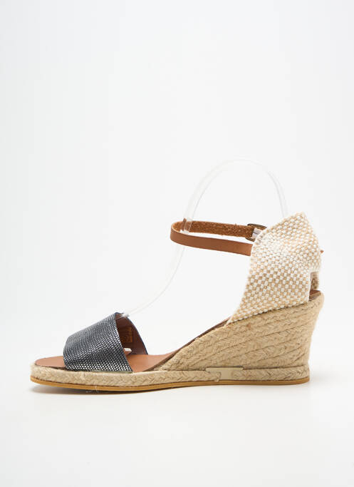 Espadrile închidere cu bride toc de 4 la 6 cm negru THIERRY 21 femme