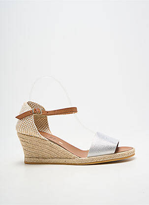 Espadrile închidere cu bride toc de 4 la 6 cm argintiu BELLA STORIA femeie