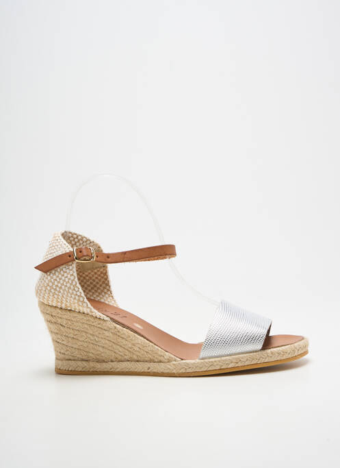 Espadrile închidere cu bride toc de 4 la 6 cm argintiu BELLA STORIA femme