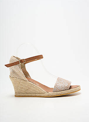 Espadrile țesătură satinată toc de 7 la 9 cm bej BELLA STORIA femeie