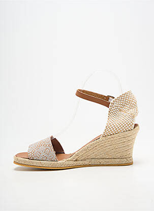 Espadrile țesătură satinată toc de 7 la 9 cm bej BELLA STORIA femeie