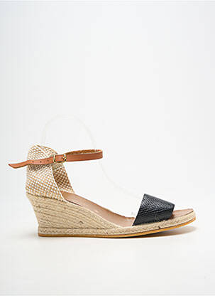 Espadrile țesătură satinată toc de 7 la 9 cm negru BELLA STORIA femeie