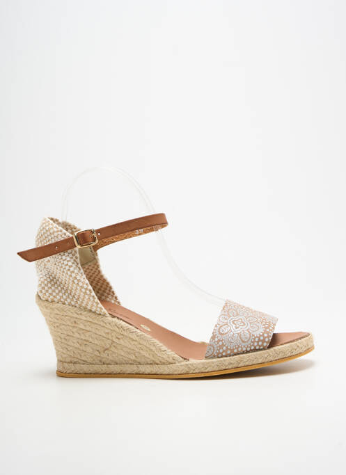 Espadrile țesătură satinată toc de 7 la 9 cm bej BELLA STORIA femme