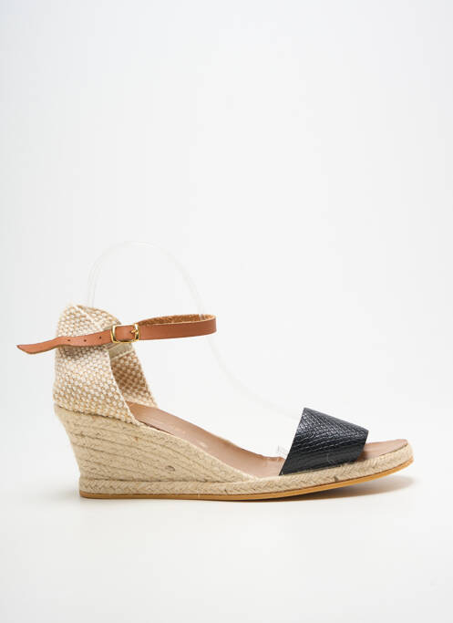 Espadrile țesătură satinată toc de 7 la 9 cm negru BELLA STORIA femme