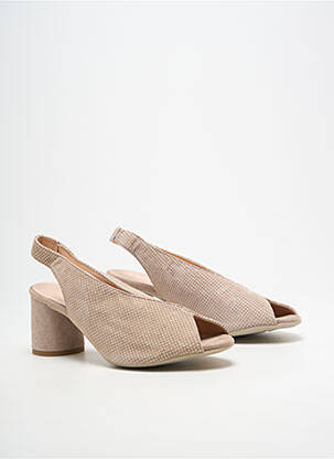 Pantofi cu toc toc pătrat toc de 4 la 6 cm bej BELLA STORIA femeie