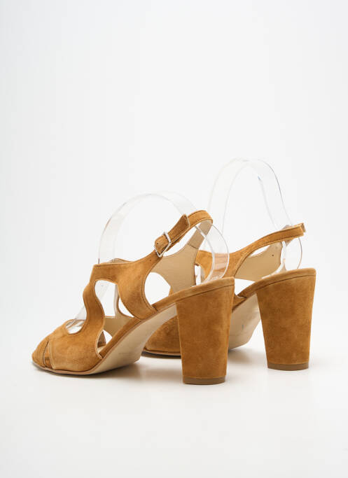 Sandale/pantofi decupați toc pătrat toc de 7 la 9 cm maro BELLA STORIA femme