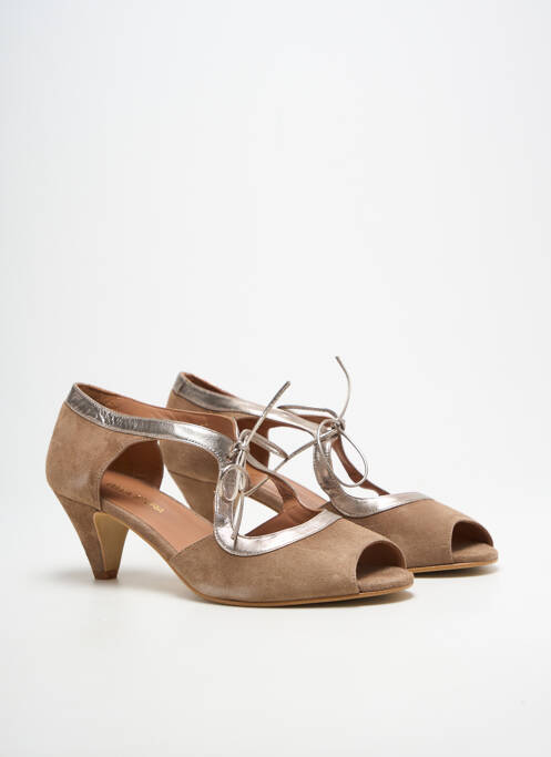 Sandale/pantofi decupați vârf deschis toc de 4 la 6 cm maro BELLA STORIA femme