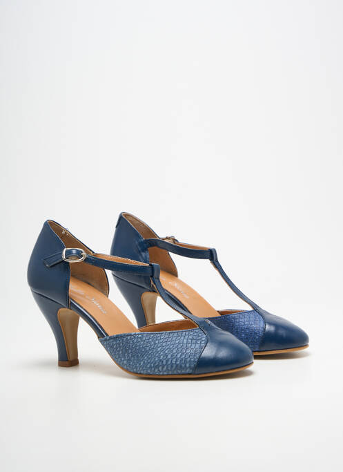 Pantofi cu toc țesătură satinată toc de 7 la 9 cm albastru BELLA STORIA femme
