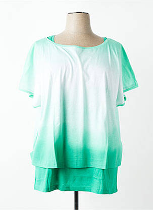 Top elasticitate mâneci scurte verde SHEEGO femeie