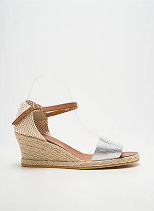Espadrile închidere cu bride toc de 4 la 6 cm argintiu THIERRY 21 femeie