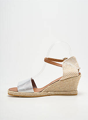 Espadrile închidere cu bride toc de 4 la 6 cm argintiu THIERRY 21 femeie